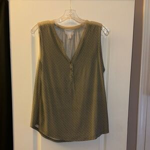 Liz Claiborne Sleeveless Green and White Blouse
